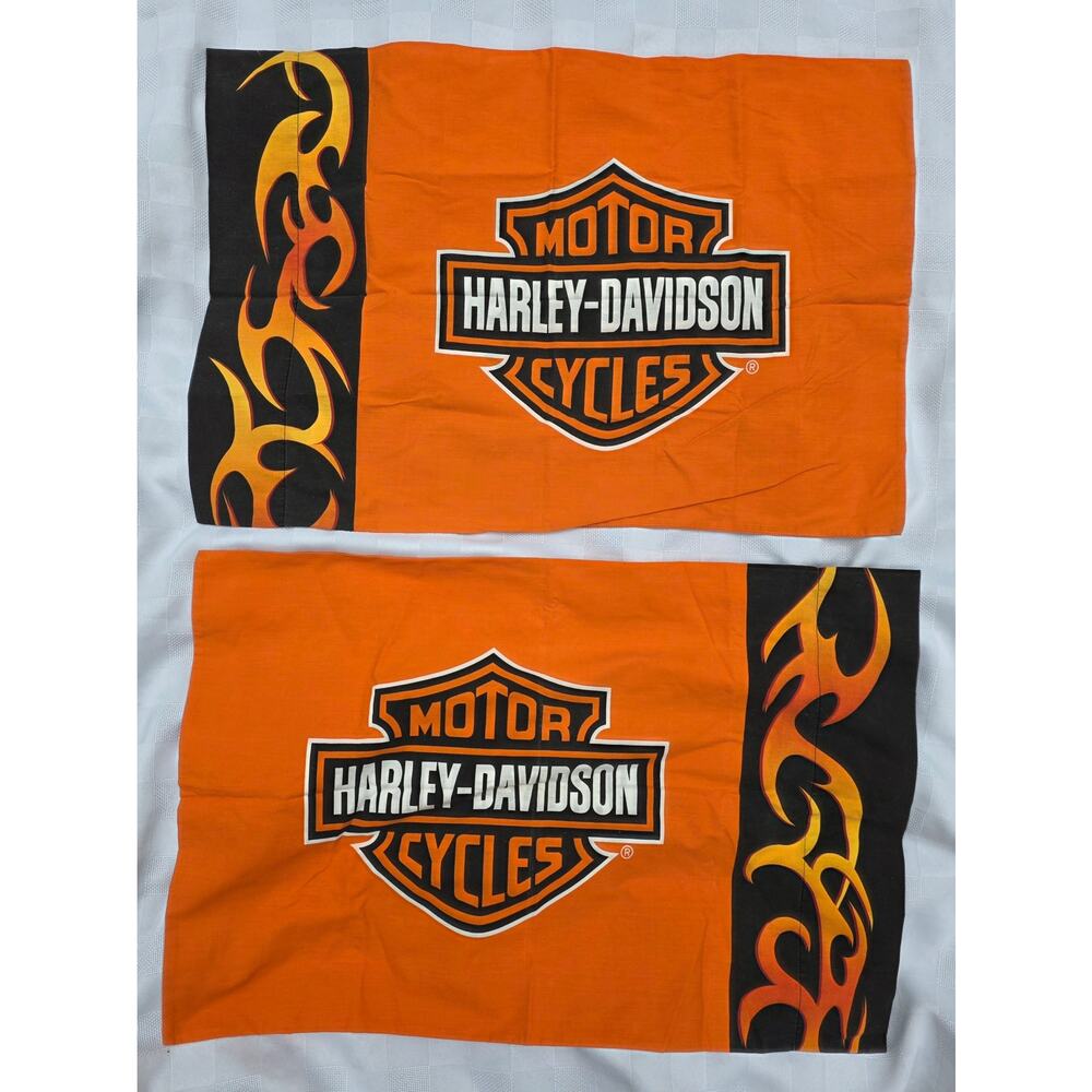 Harley-Davidson Standard Pillowcases Orange Tribal Flames 2009 Set of 2